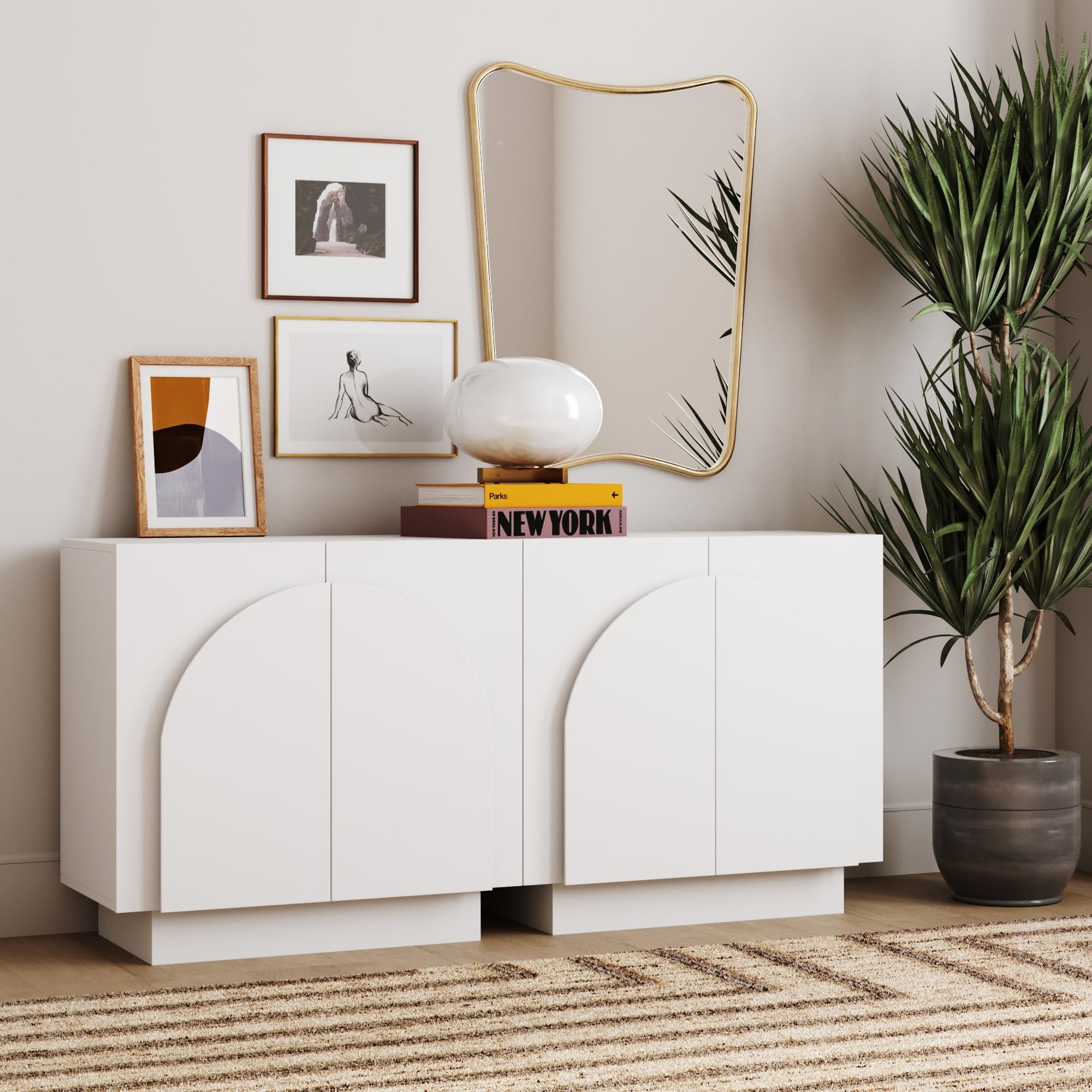 Amazon.com - Nathan James Iris Mid-Century Modern Credenza, White
